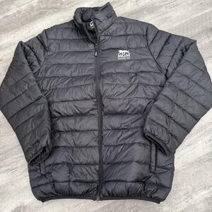 MGM Black Packable Jacket Mens 2XL Puffer Logo Full Zip XXL Neck Pillow Hood